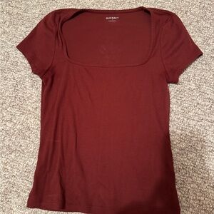 Old Navy Women's Square Neck Short Sleeve Top - Maroon
